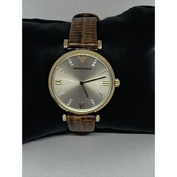 Emporio Armani AR-1883 Womens Brown Leather Analog Dial Quartz Wrist Watch JK165